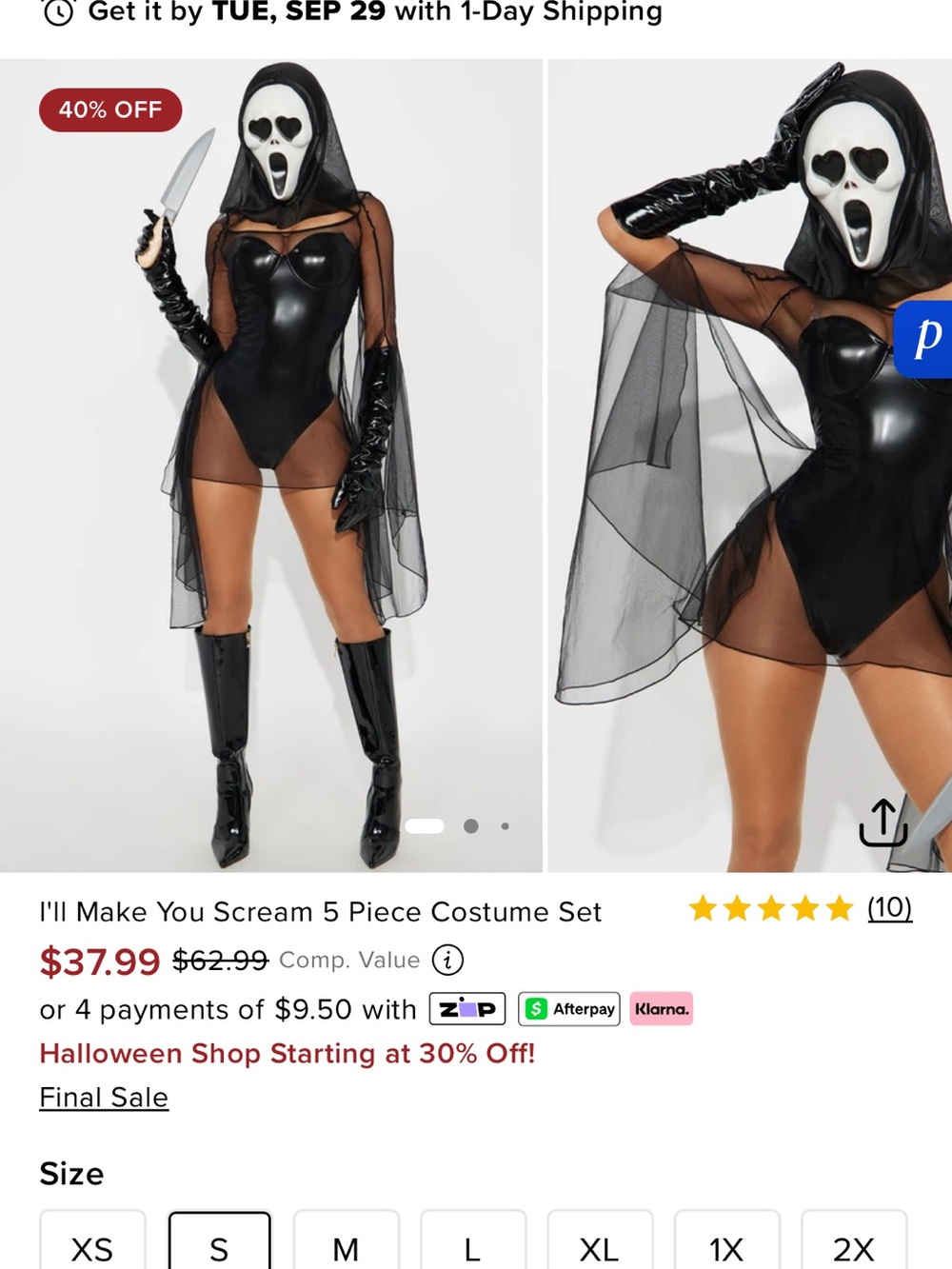 I'Il Make You Scream 5 Piece Costume Set new with tags